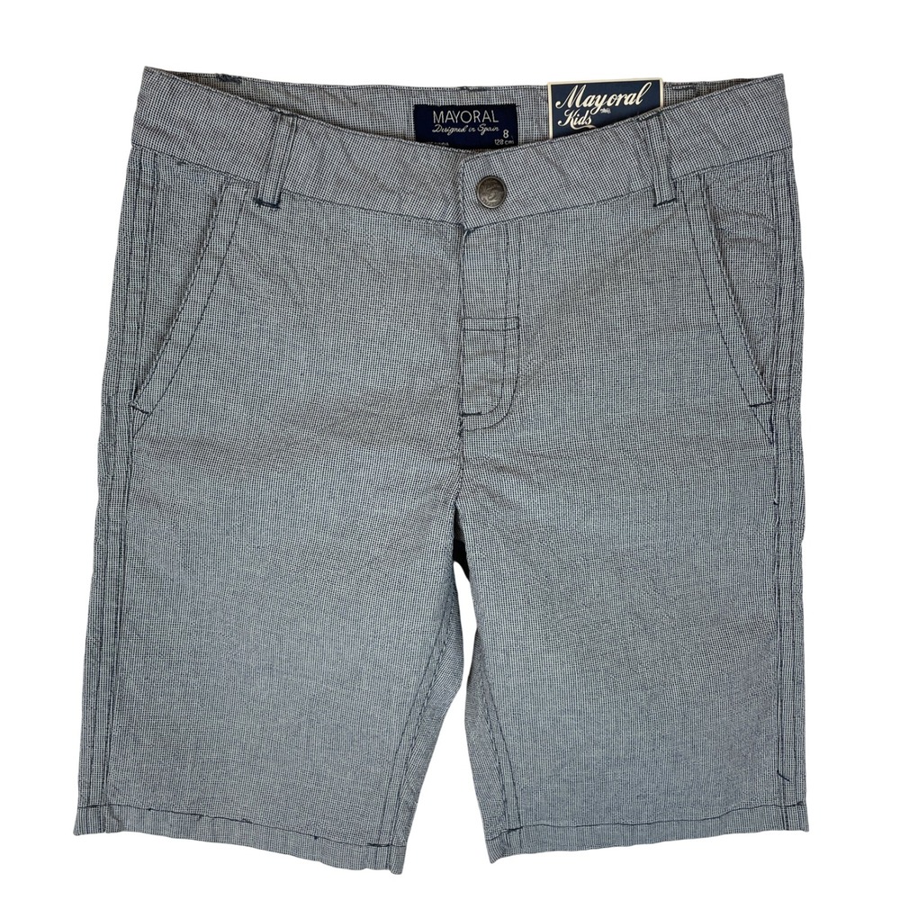 Mayoral Kids Chino‎ Shorts Blue White Stripe Adjustable Waist Size 8